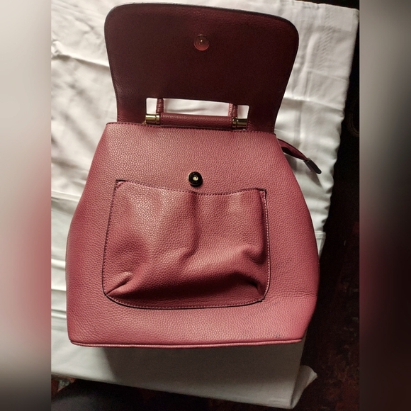 Handbag Backpack NO Brand Name,  Good Used Condition Dark Pinkish Color - Picture 5 of 14